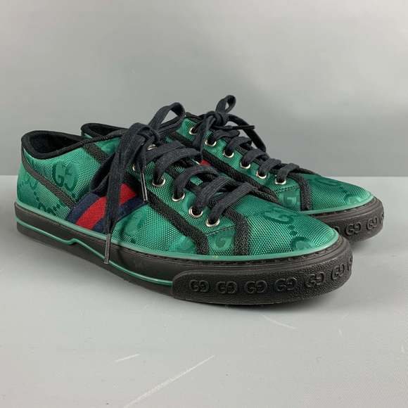 GUCCI Other - GUCCI Green Red Monogram Nylon Low Top Sneakers